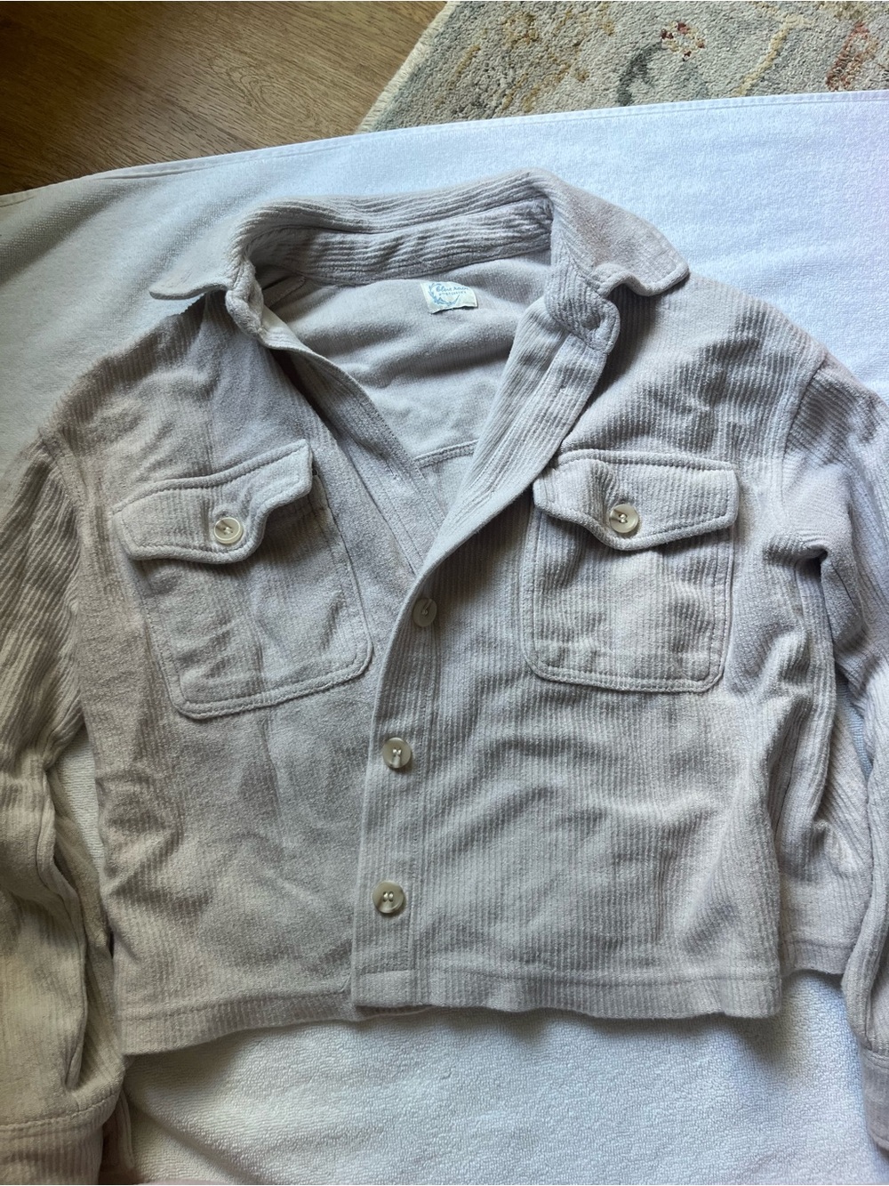 Blue Rain Light Beige Ribbed Knit Shirt Jacket